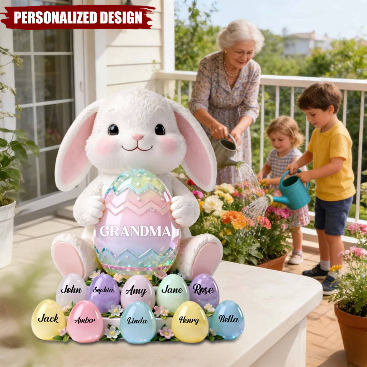 Personalized Bunny Acrylic Block Plaque Heartfelt Easter Gift For Mom, Grandma