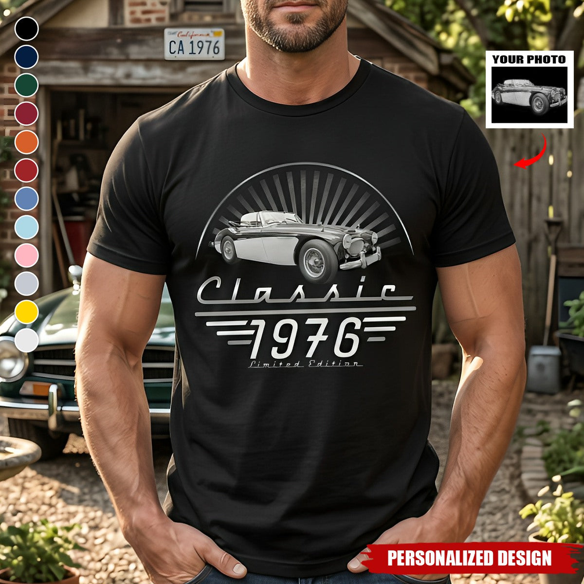 Custom Vintage Car, Motor Photo Shirt- Classic Limited Edition  - Personalized Shirt For Him, Husband, Dad, Grandpa