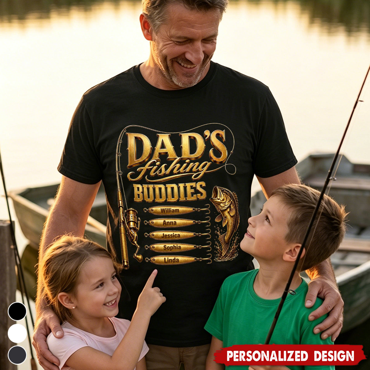 Personalized Fishing Theme Shirt - Father's Day Gift for Dad, Papa, Grandpa, Daddy, Fishing Enthusiast