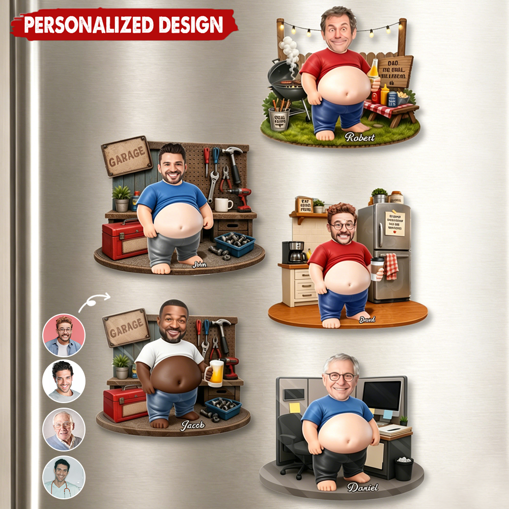 Custom Dad Photo Bod Belly Acrylic Fridge Magnet – Personalized Gifts For Dad, Grandpa