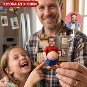 Custom Dad Photo Bod Belly Acrylic Fridge Magnet – Personalized Gifts For Dad, Grandpa