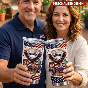 United States Of America 250th Anniversary Tumbler, Personalized Independence Day Gift For Patriots
