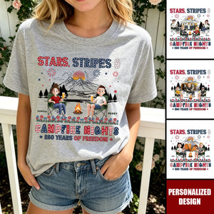 Stars Stripes & Campfire Nights 250 Years Of Freedom - Personalized Camping Crew Shirt