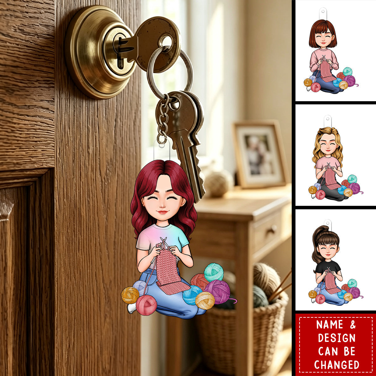 Personalized Acrylic Keychain  - Just A Girl Who Loves Knitting, Gift For Crafters And Knitters