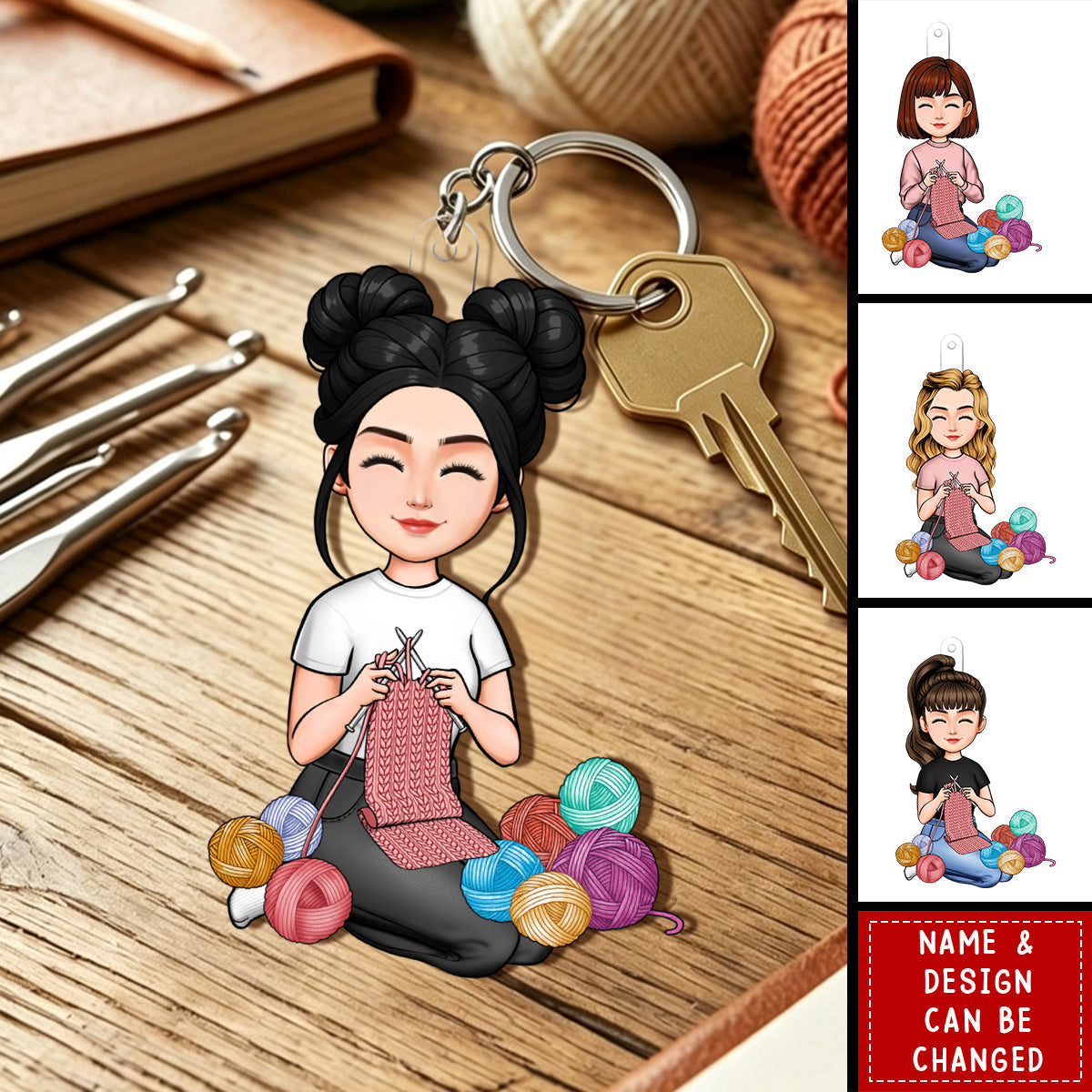 Personalized Acrylic Keychain  - Just A Girl Who Loves Knitting, Gift For Crafters And Knitters