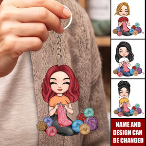 Personalized Acrylic Keychain - My Hobby Is Collecting Yarn, Gift For Knitters, Crocheters & Yarn Lovers