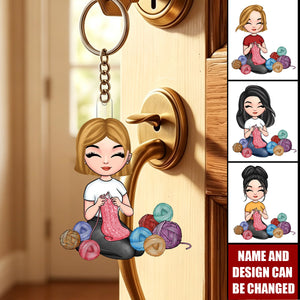 Personalized Acrylic Keychain - My Hobby Is Collecting Yarn, Gift For Knitters, Crocheters & Yarn Lovers