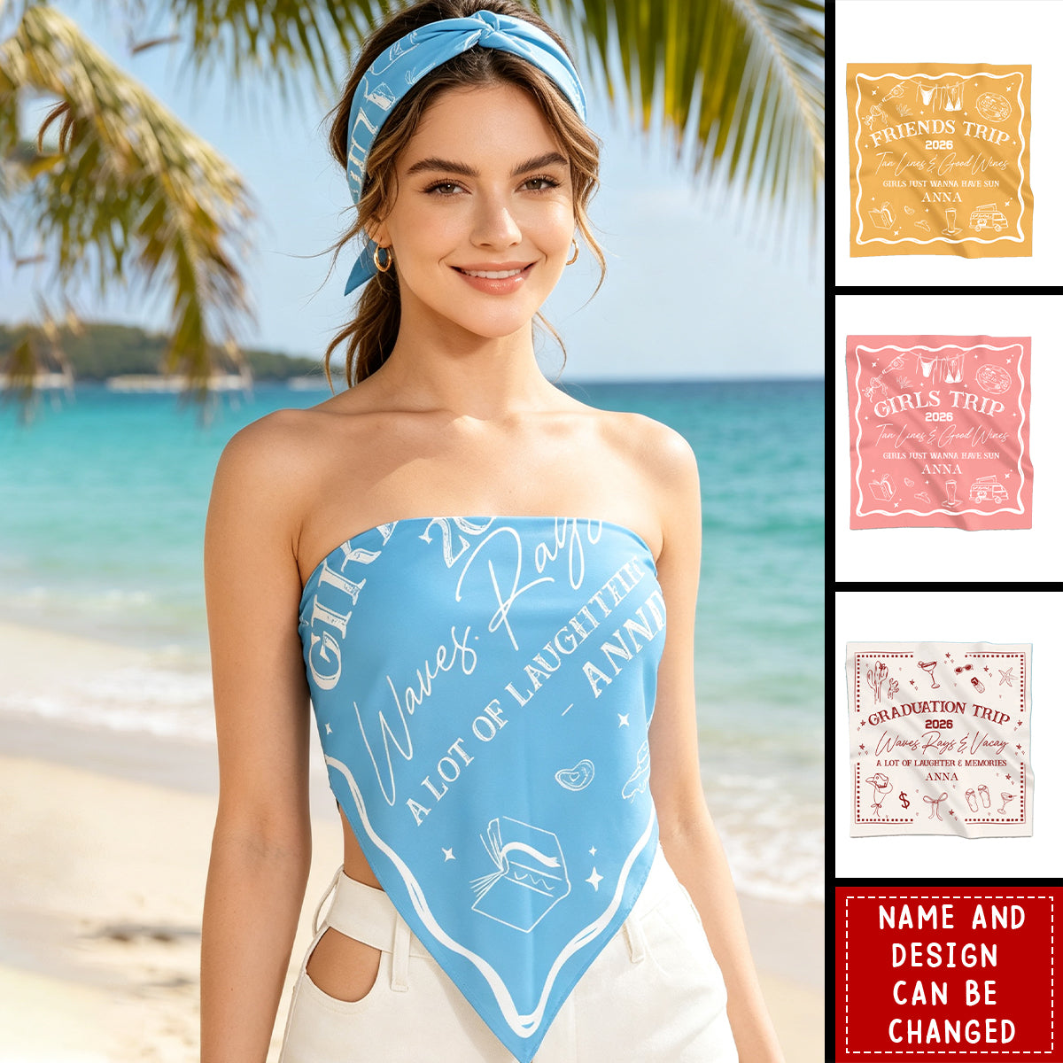 Girls Trip Besties Summer Bachelorette Bandana - Personalized Scarf