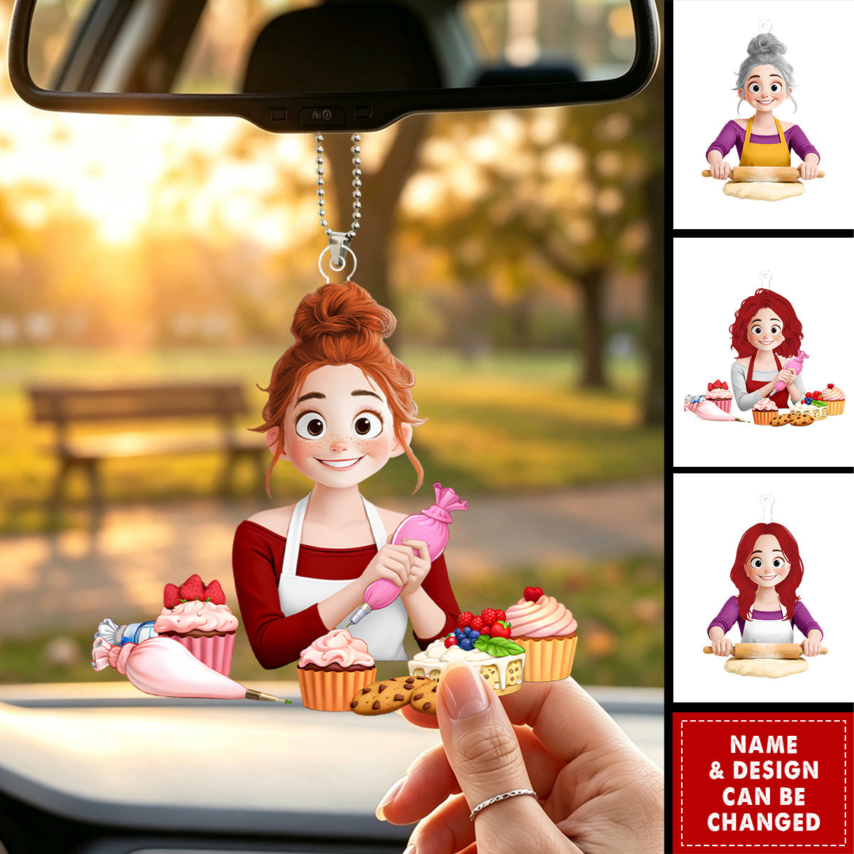 Mom & Grandma Baking Lovers - Personalized Acrylic Car Ornament