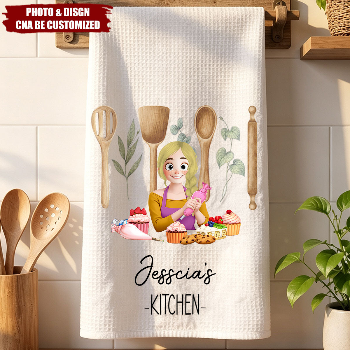 Personalized Kitchen Towel - Mom & Grandma Baking Kitchen Gift