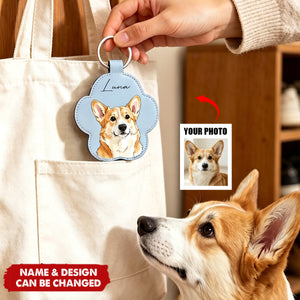 Custom Watercolor Pet Portrait Gift for Dog Mom Cat Dad - Personalized Keychain