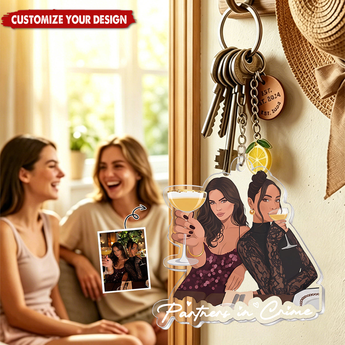 Turn Your Photo Into Art - Besties Forever, Friendship Thank You Gift - Personalized Keychain