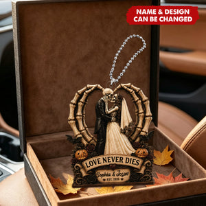 Till Death Do Us Part Skeleton Couple Heart Bone - Personalized  Car Ornament - Halloween Decor For Couple
