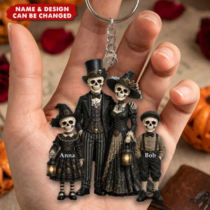 Gothic Skeleton Family - Personalized Acrylic Keychain