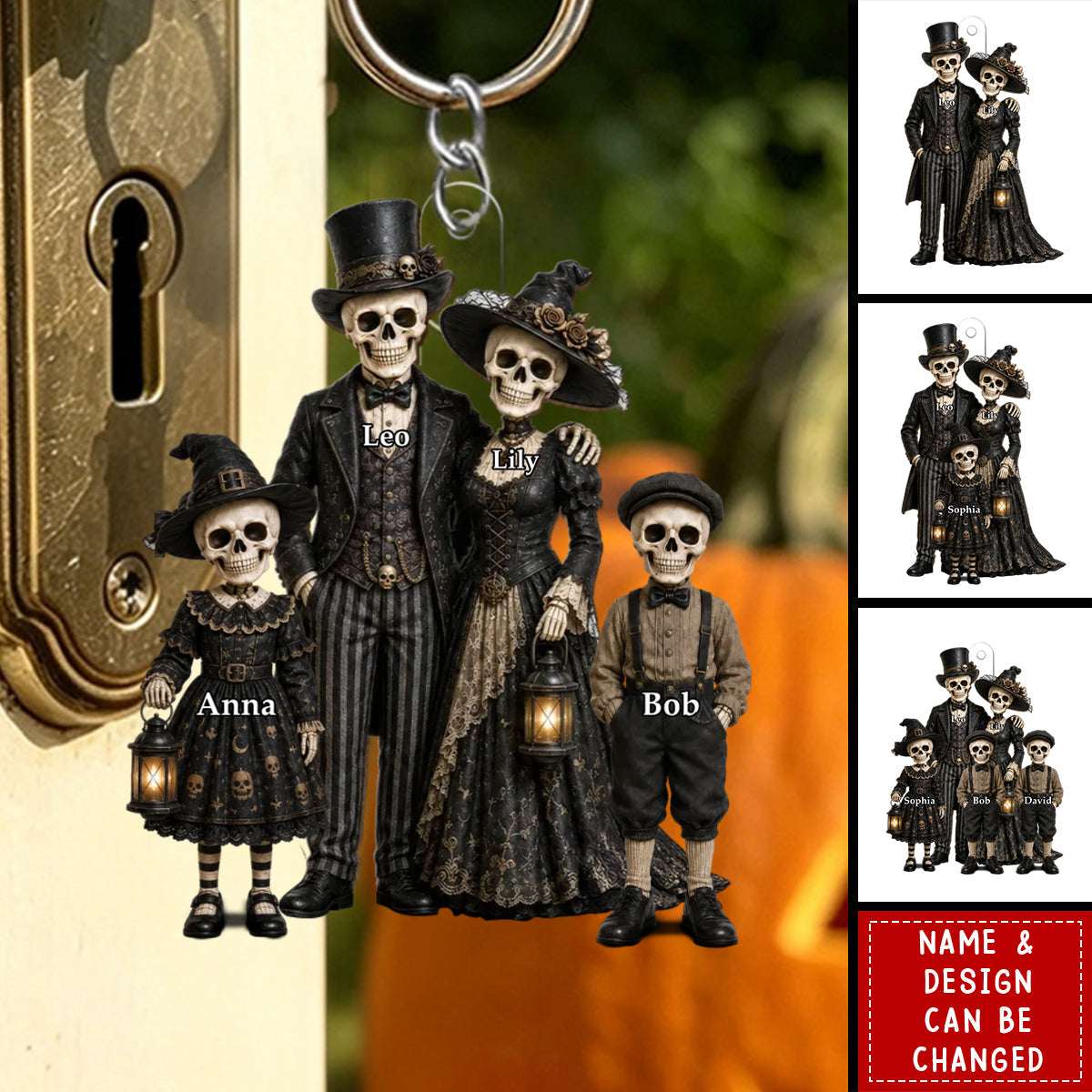 Gothic Skeleton Family - Personalized Acrylic Keychain