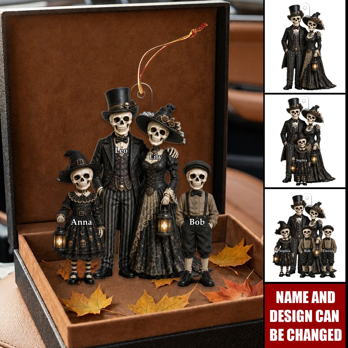 Gothic Skeleton Family - Personalized Acrylic Car Ornament