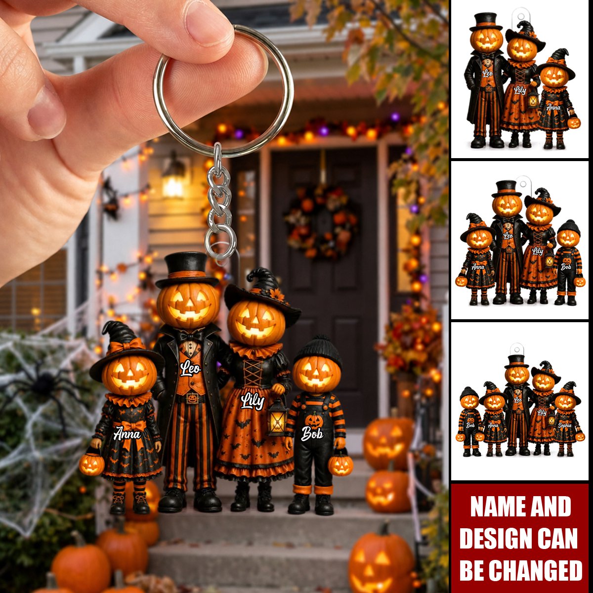 Halloween Jack-o'-lantern Family  - Personalized Acrylic Keychain