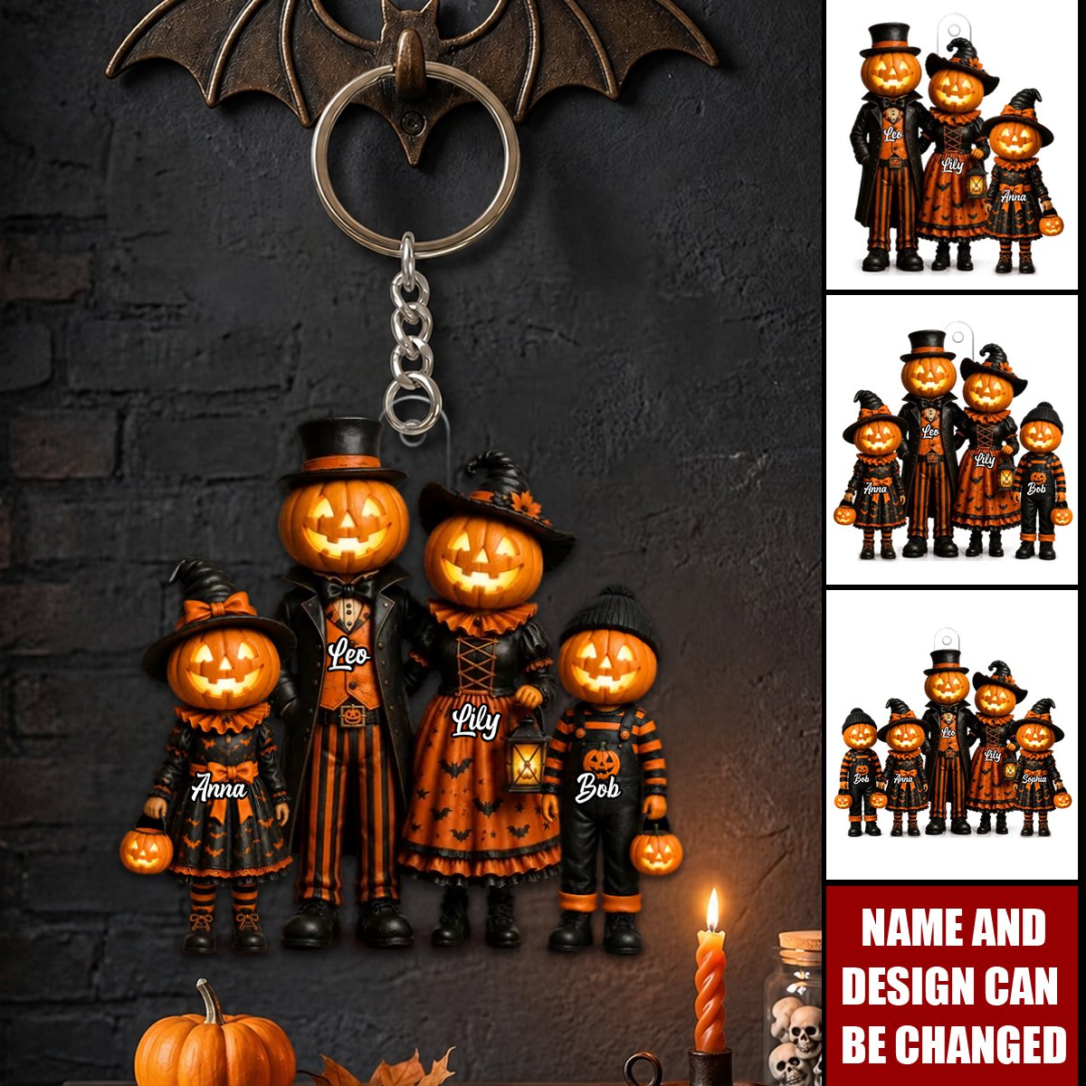 Halloween Jack-o'-lantern Family  - Personalized Acrylic Keychain