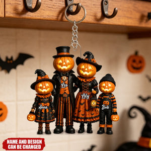 Halloween Jack-o'-lantern Family  - Personalized Acrylic Keychain