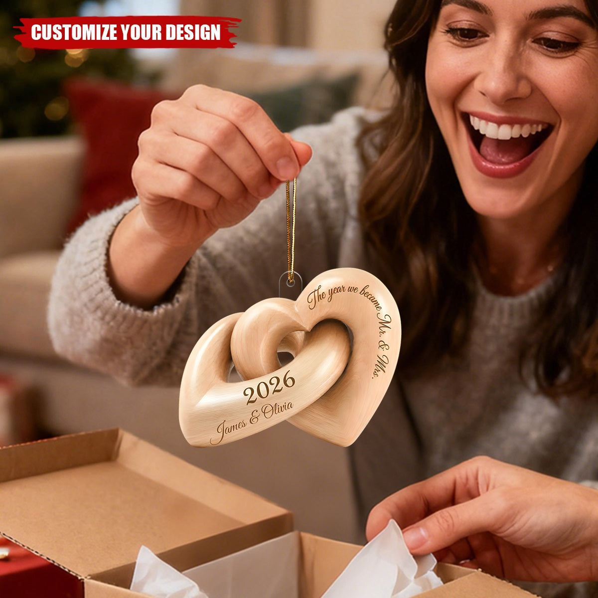 The Year We Became Mr. & Mrs. - Personalized Acrylic Ornament - Heartfelt Keepsake Gift for Her, for Him