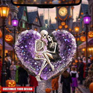 Till Death Do Us Part Skeleton Couple  - Personalized Acrylic Car Ornament - Halloween Decor Gift, Gift For Couple