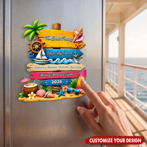 Custom Trip - Cruise Door Signs Stateroom Decor Cruising Family Vacation, Girls Trip - Personalized Magnet