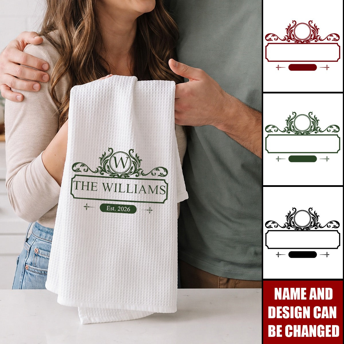 Custom Monogram New House Gift For Couple - Personalized Kitchen Towel