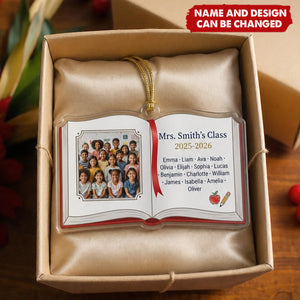 Custom Class Photo Book Ornament - Teacher Appreciation Christmas Keepsake Gift with Names