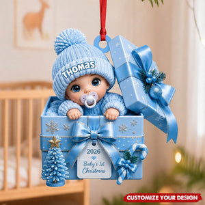 Personalized Baby's 1st Christmas Keepsake - Custom Photo Holiday Tree Decor, Newborn Gift