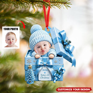 Personalized Baby's 1st Christmas Keepsake - Custom Photo Holiday Tree Decor, Newborn Gift