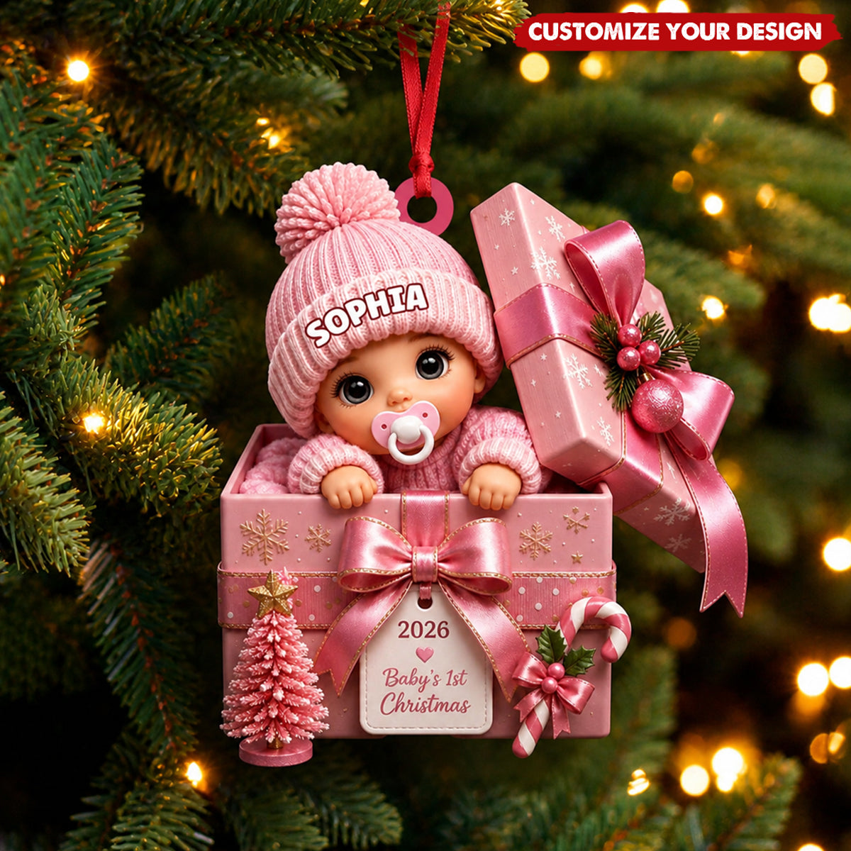 Personalized Baby's 1st Christmas Keepsake - Custom Photo Holiday Tree Decor, Newborn Gift