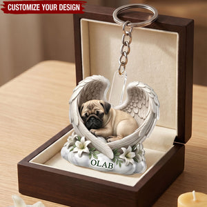 Custom Dog Cat Angel Wings Statue - Personalized Acrylic Keychain