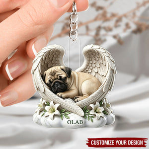 Custom Dog Cat Angel Wings Statue - Personalized Acrylic Keychain