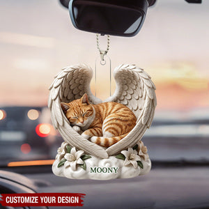 Custom Dog Cat Angel Wings Statue - Personalized Acrylic Car Ornament