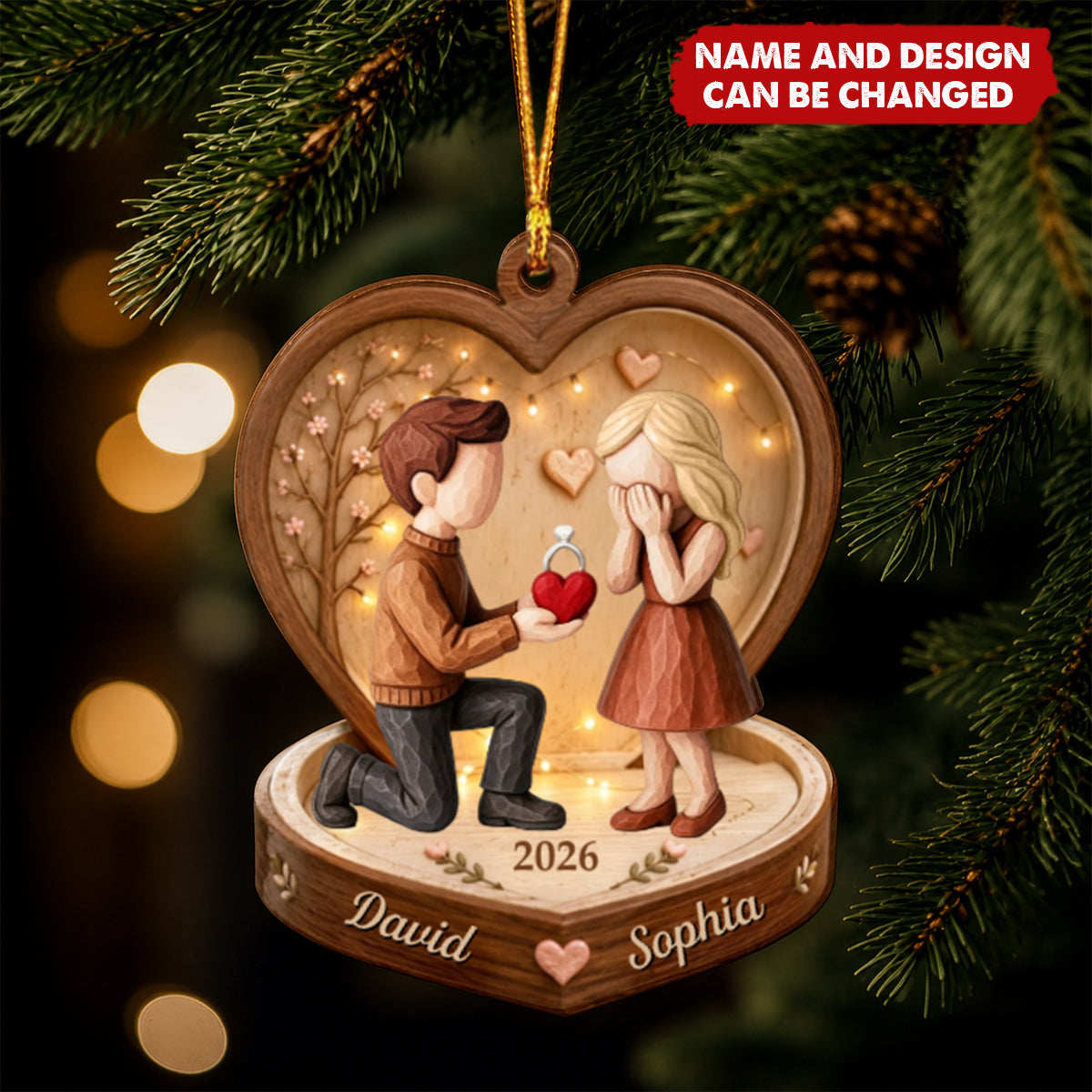 Personalized Couple Marriage Proposal Acrylic Ornament, Custom Engagement Keepsake, Newlyweds