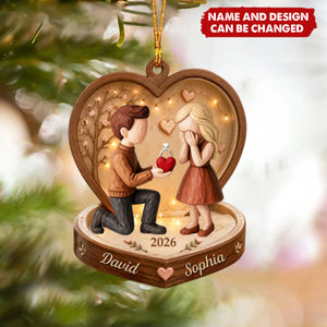 Personalized Couple Marriage Proposal Acrylic Ornament, Custom Engagement Keepsake, Newlyweds