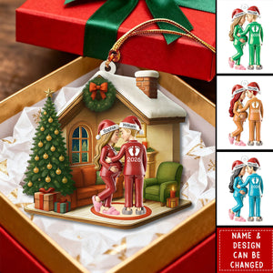 Custom Shaped Last Christmas With Silent Nights Expecting Couple Parents - Personalized Acrylic Ornament