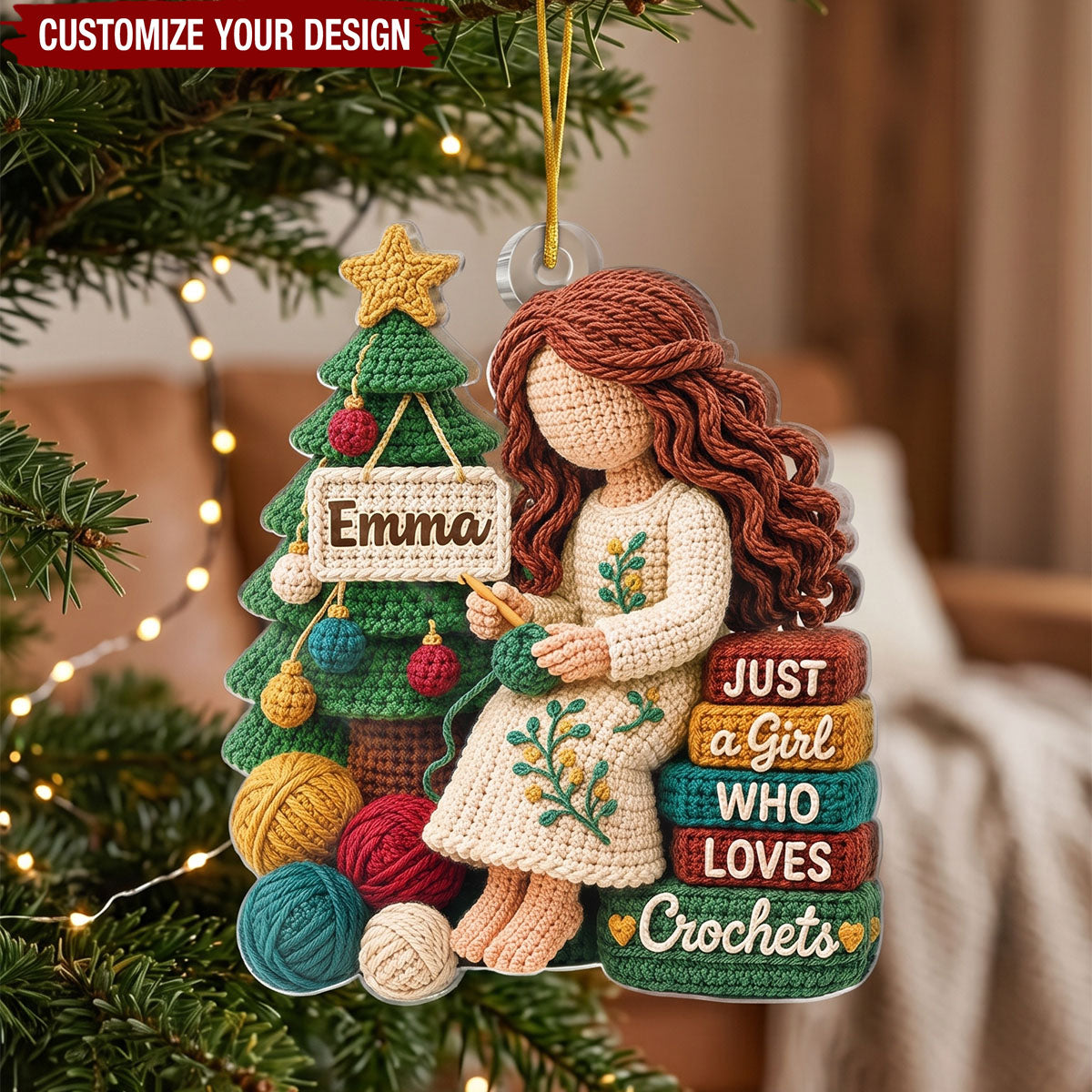Custom Yarn Acrylic Ornament - Just A Girl Who Loves Crochets