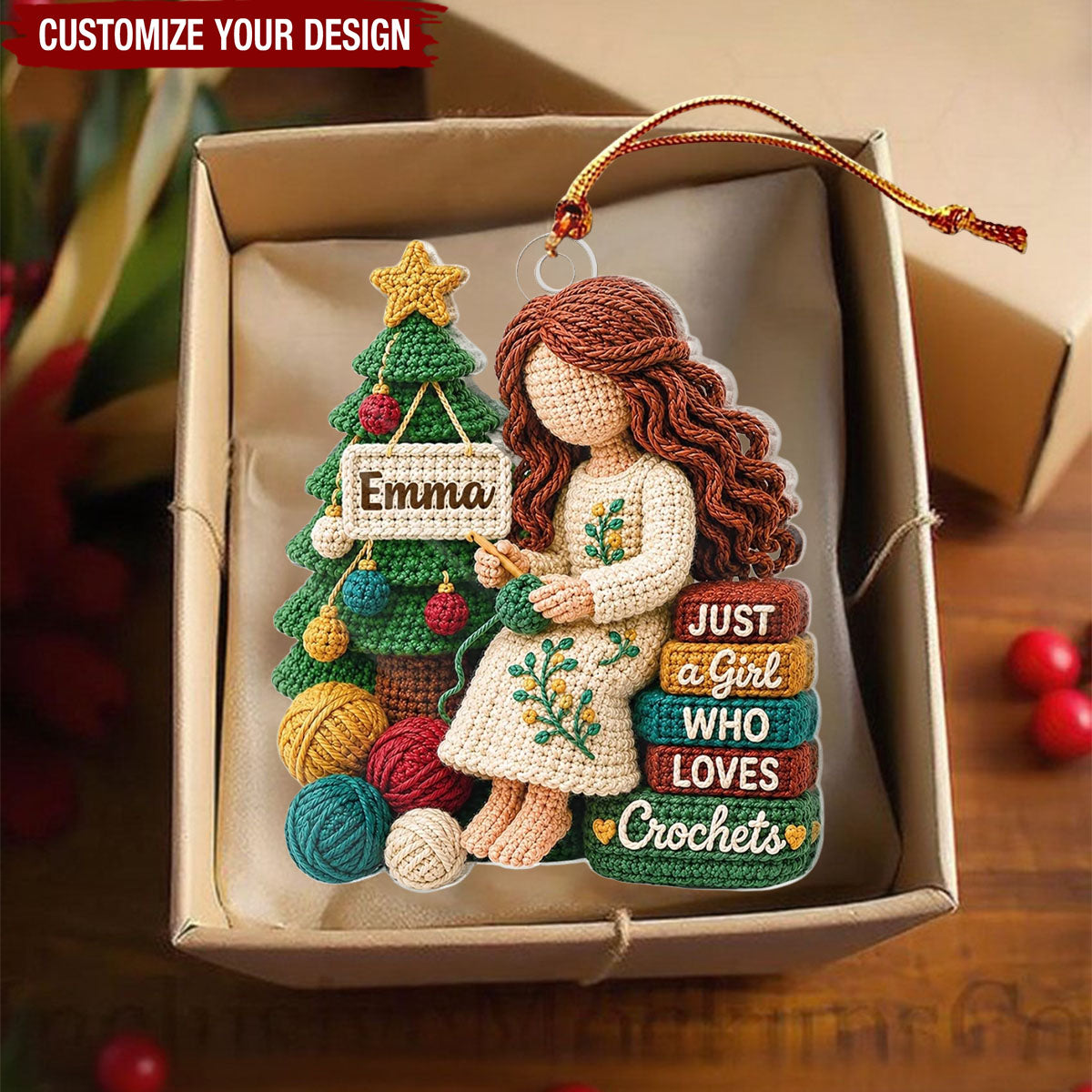 Custom Yarn Acrylic Ornament - Just A Girl Who Loves Crochets