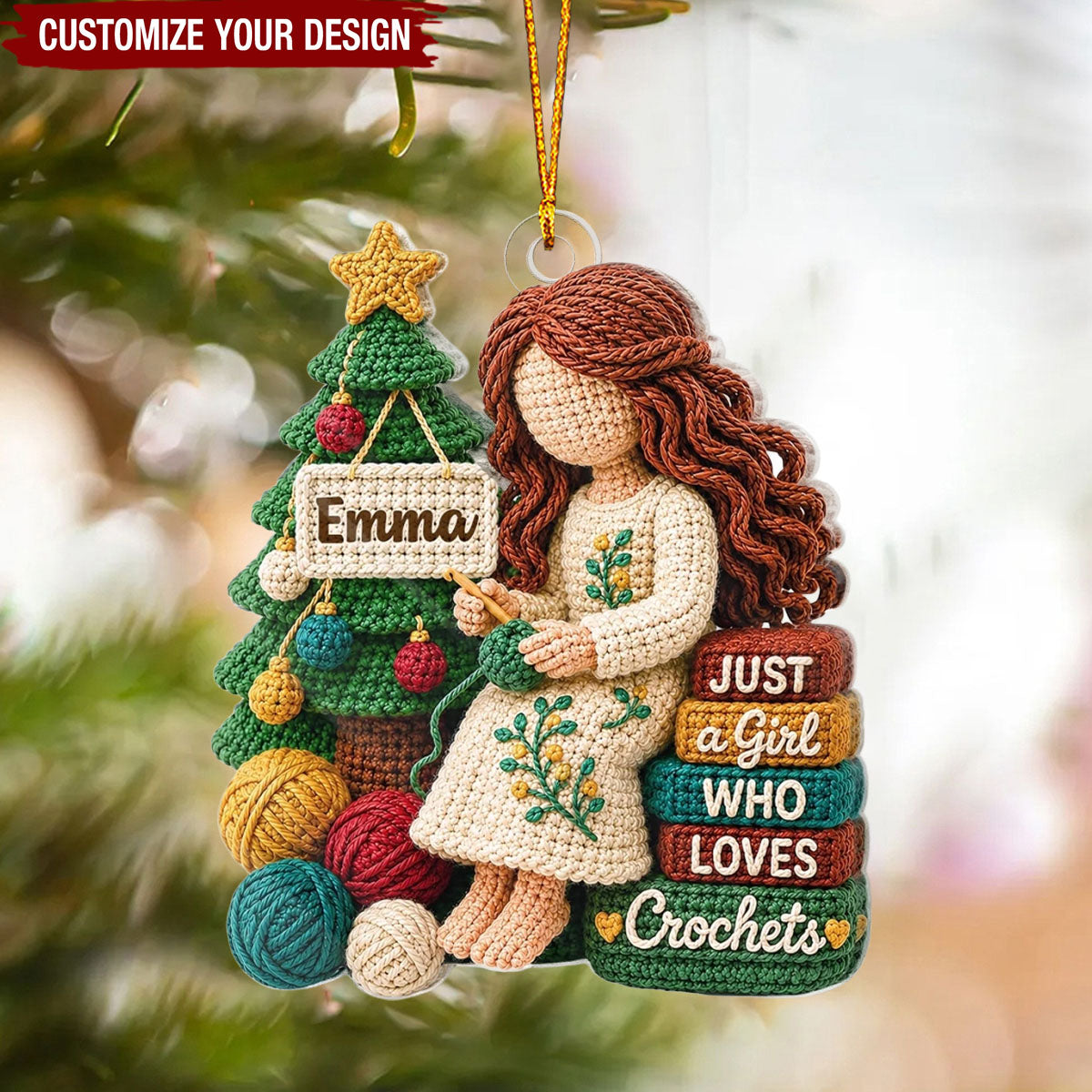 Custom Yarn Acrylic Ornament - Just A Girl Who Loves Crochets