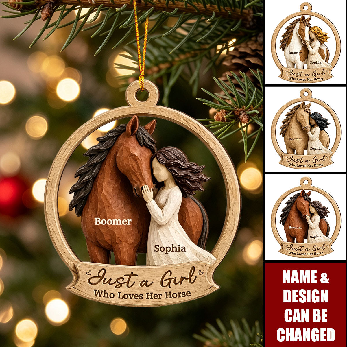 Girl Loves Horse - Personalized Acrylic Ornament