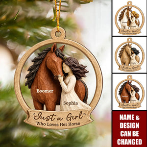 Girl Loves Horse - Personalized Acrylic Ornament