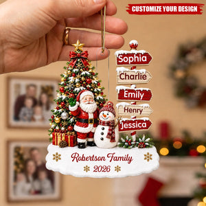 Christmas Festive Santa Snowman Family Sign Posts - Personalized Acrylic Ornament