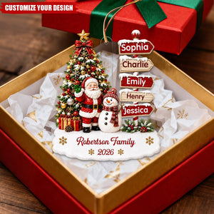 Christmas Festive Santa Snowman Family Sign Posts - Personalized Acrylic Ornament