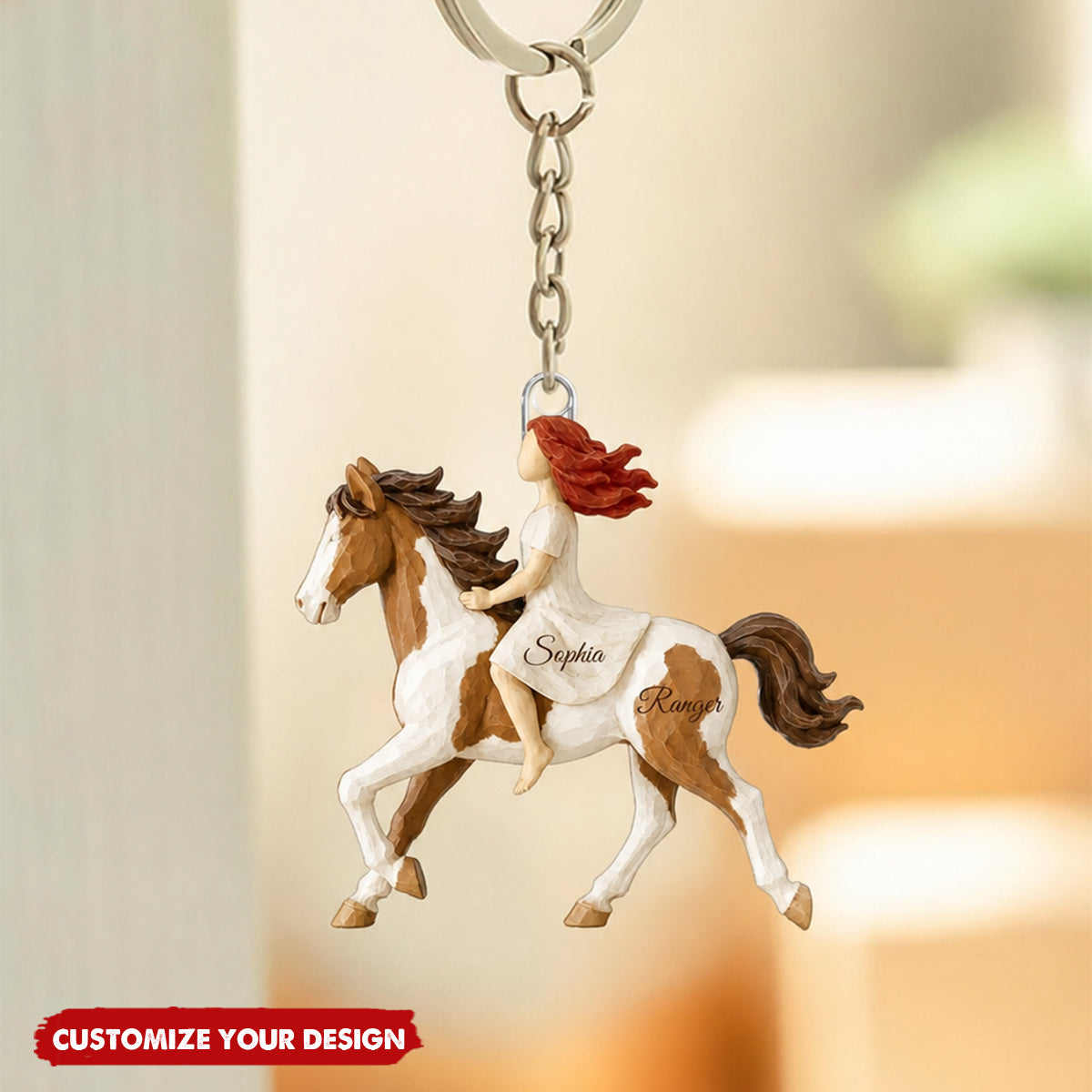 Girl Riding Horse - Personalized Acrylic Keychain