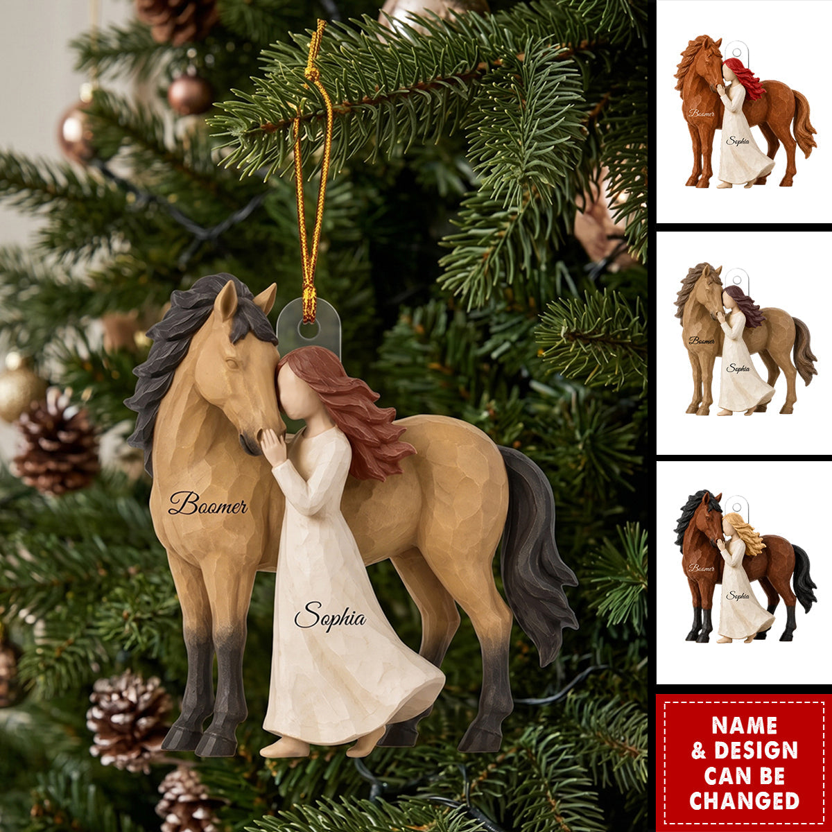Girl Standing With Horse - Personalized Acrylic Ornament