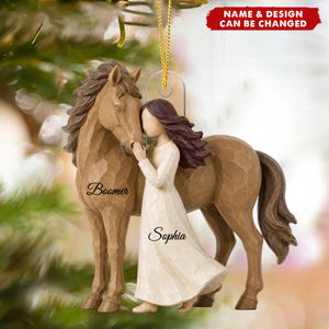 Girl Standing With Horse - Personalized Acrylic Ornament