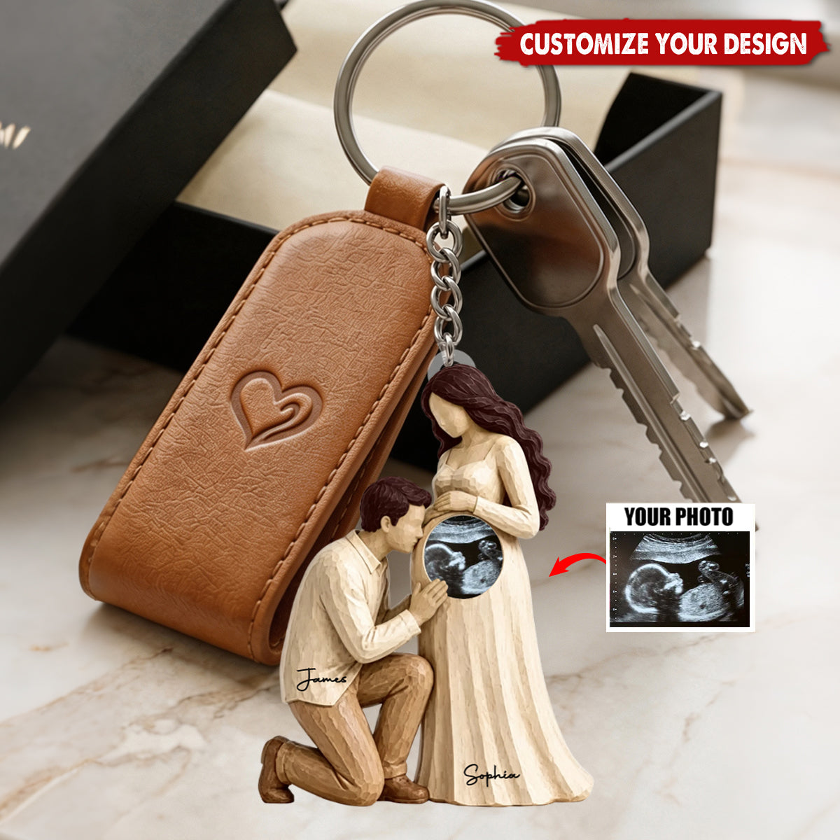 Tiny Miracle On The Way - Personalized Acrylic Keychain