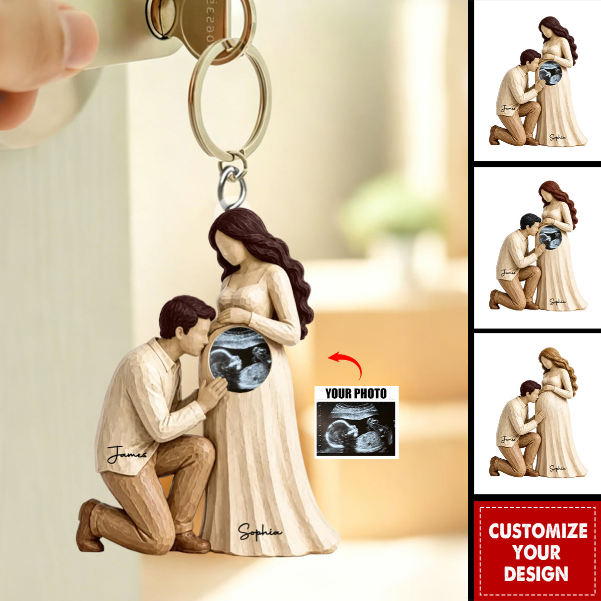 Tiny Miracle On The Way - Personalized Acrylic Keychain