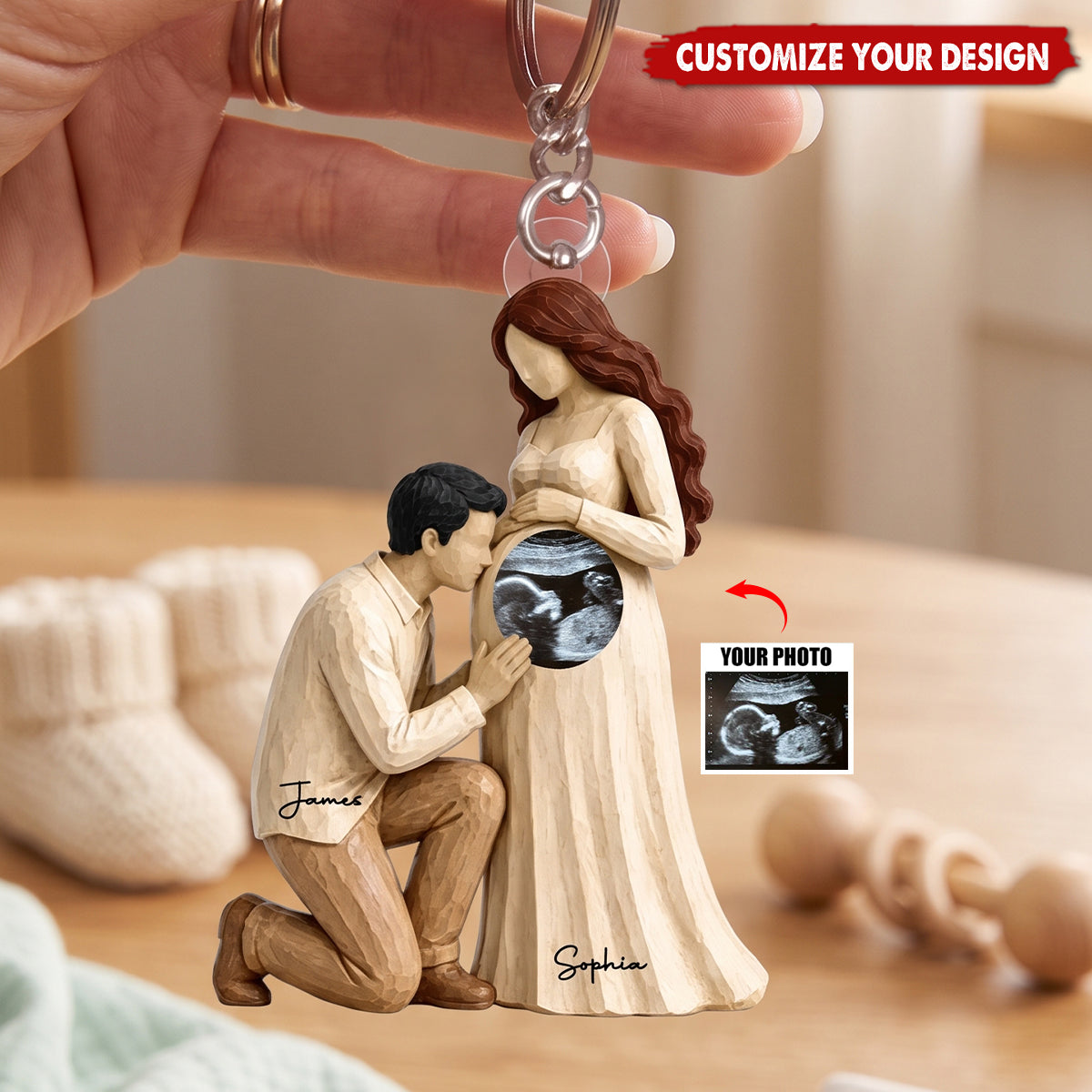 Tiny Miracle On The Way - Personalized Acrylic Keychain